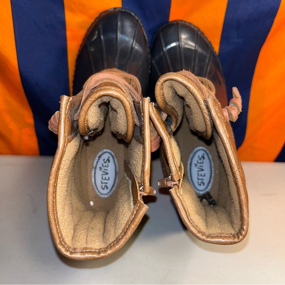 Stevies Duck Boots Women Size 6 Navy Blue Brown Side Zip Snow, Rain Steel Shank - Picture 5 of 7